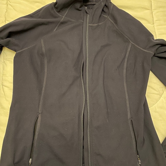 GapFit Recycled Brushed Power Zip Up Hoodie Jacket Dark Blue Size M EUC! - Picture 6 of 7